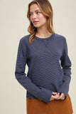 Basic Striped Knit Top With Side Slits