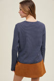 Basic Striped Knit Top With Side Slits