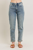 High Waist Vintage Wash Double Roll Cuff