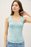 Basic Ribbed Scoop Neck Tank With Raw Seam