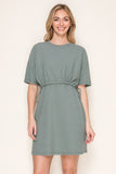Round Neck Cloudy Knit Cinched Dress