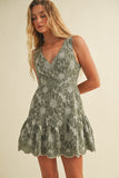 V Neck Embroidered Sleeveless Dress