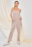 Wrinkle Rib Knit Strap Jumpsuit With Pockets
