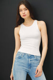 High Round Neck Basic Double Layered Knit Tank