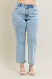 High Waist Stone Wash Straight Fit