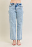 High Waist Stone Wash Straight Fit
