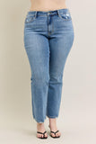 Curvy Mid Rise Vintage Wash Boot Cut Jeans