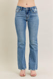 Mid Rise Vintage Wash Boot Cut Jeans