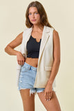Stretch Knit Open Front Long Vest