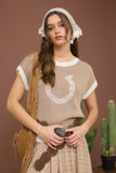 Horseshoe Short Sleeve Knit Sweater