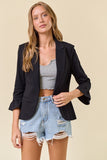 Three Quarter Ruffle Sleeve Blazer
