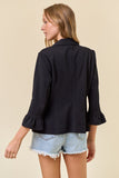 Three Quarter Ruffle Sleeve Blazer