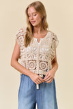 Cotton Twill Floral Embroidery Print & Terry Mix Muscle