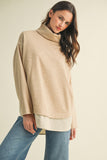 Mixed Media Turtleneck Top