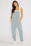 Wave Ribbed Sleeveless Jumpsuit With Pockets