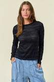 Stripe Contrast Stretch Lace Mock Neck Long Sleeve Fitted Top