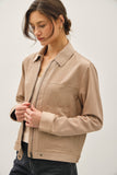 Lightweight Suede Feel Collared Zip Up Jacket