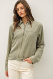 Lightweight Suede Feel Collared Zip Up Jacket