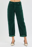 RISEN High Rise Crop Barrel Corduroy Pants