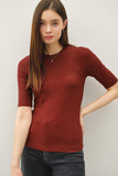 Classic Ribbed Crewneck Short Sleeve Top