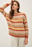 Breezy Knit Multi Striped Long Sleeve Sweater