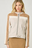 Color Blocked Moto Jacket