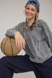 Washed Hooded Henley Knit Sweater