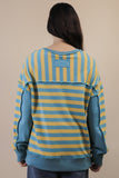 Oversized Stripe Half Button Knit Top