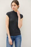Ribbed Cap Sleeve Mockneck Top