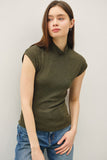 Ribbed Cap Sleeve Mockneck Top