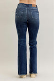 Mid Rise Flare Distress & Fray Hem Jeans