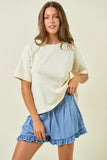 French Terry Round Neck Short Sleeve Oversized Top