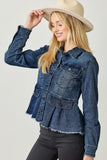 Washed Denim Peplum Jacket
