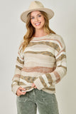 Color Block Striped Crewneck Sweater
