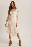 Sheer Lace Drapey Maxi Dress