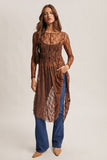 Sheer Lace Drapey Maxi Dress