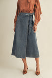 Denim Midi Wrap Skirt
