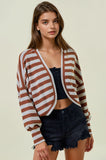 Striped Knit Exaggerated Sleeve Shrug