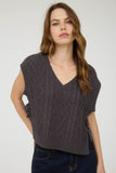 Cable Knit V Neck Side Tie Sweater Vest