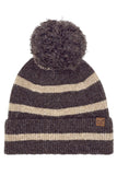Stripe Yarn Pom Beanie