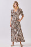 Surplice Neck Wide Leg Pants Jumpsuit