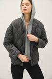 Quilted Button Up Coat With Hood