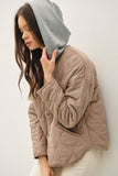 Quilted Button Up Coat With Hood