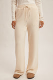 Waffle Knit Elastic Waist Wide Leg Pants