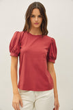 Cotton Jersey Puff Sleeve T-shirt