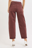 RISEN High Rise Ankle Cuffed Barrel Pants