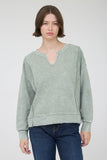 Washed Exposed Seam Long Sleeve Knit Top