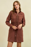 Funnel Neck Zip Up French Terry Mini Dress