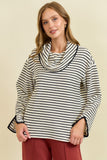 Striped Jacquard Cowl Neck Top