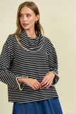 Striped Jacquard Cowl Neck Top